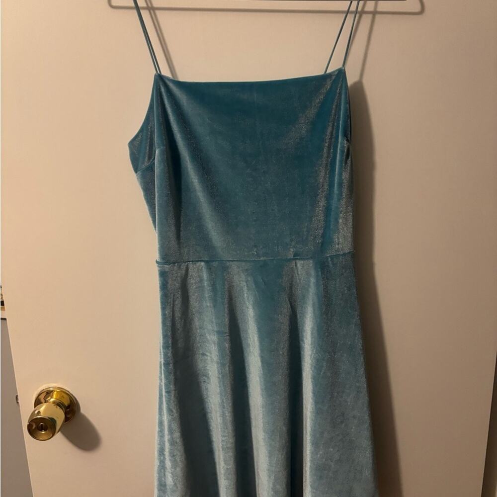 Y2K 90s Club Evening Urban Outfitters Blue Velvet Dress Women's Size Medium